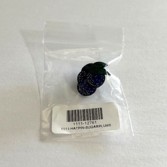 Boston Scally Co. The Sugar Plums Hat Pin Christmas Purple Rubber Backed Enamel - Picture 1 of 3